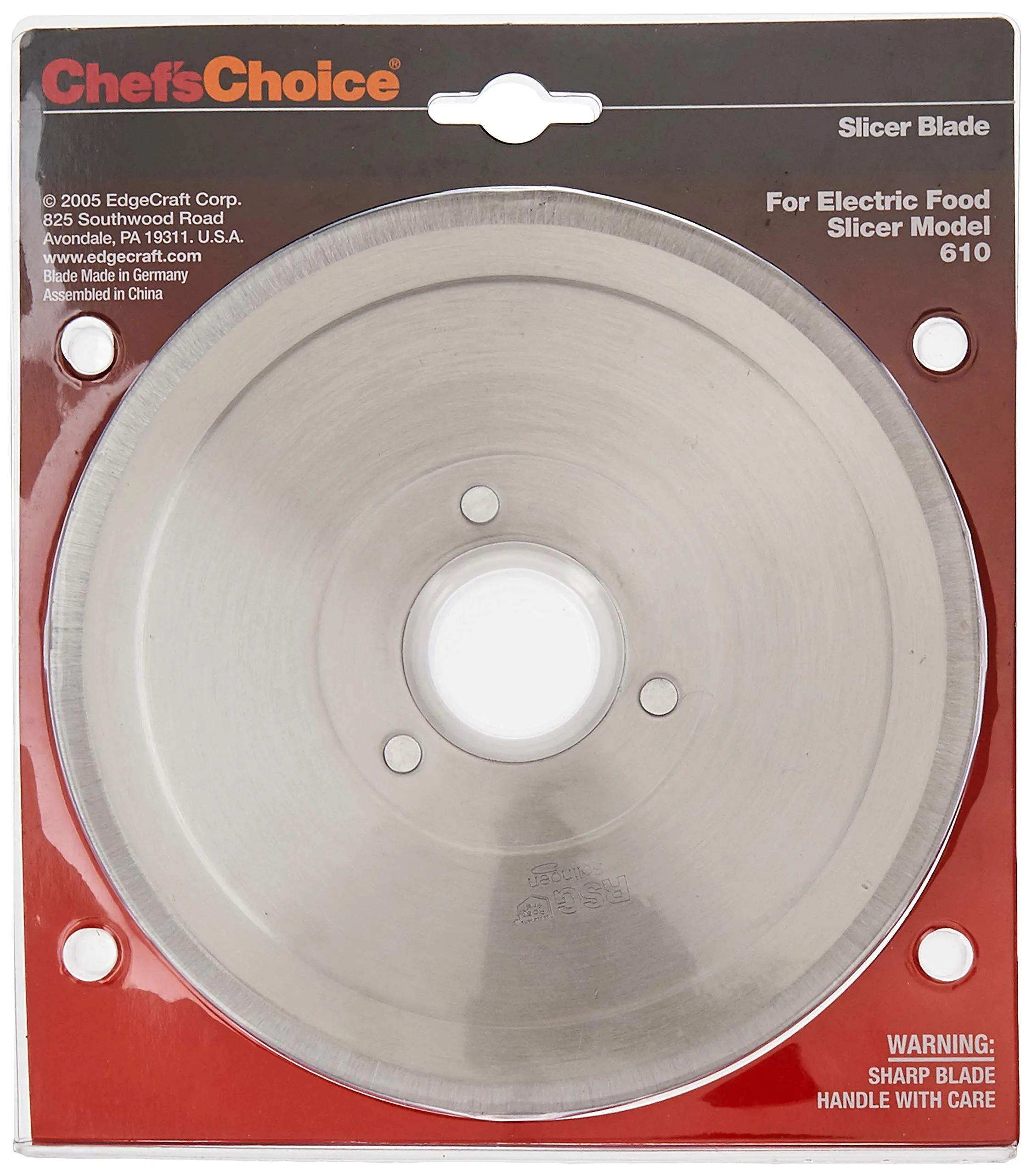 Chef'sChoice S610012 7-Inch Non-Serrated Blade for Food Slicers, Silver Finish, Compatible Models