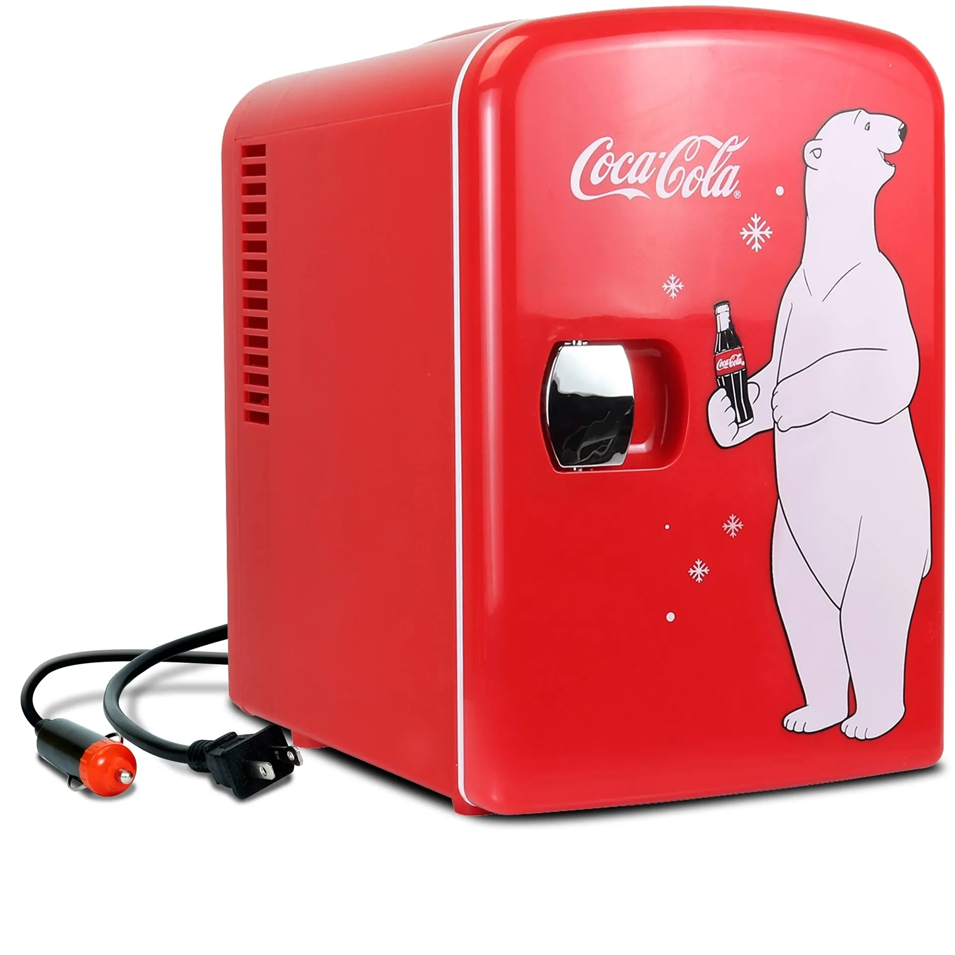 Coca-Cola Polar Bear Mini Fridge Cooler/Warmer, 4L, Red, 12V DC/110V AC, Iconic Design