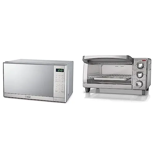 COMMERCIAL CHEF 0.7 Cu. Ft. Microwave & BLACK+DECKER 4-Slice Toaster Oven - Stainless Steel