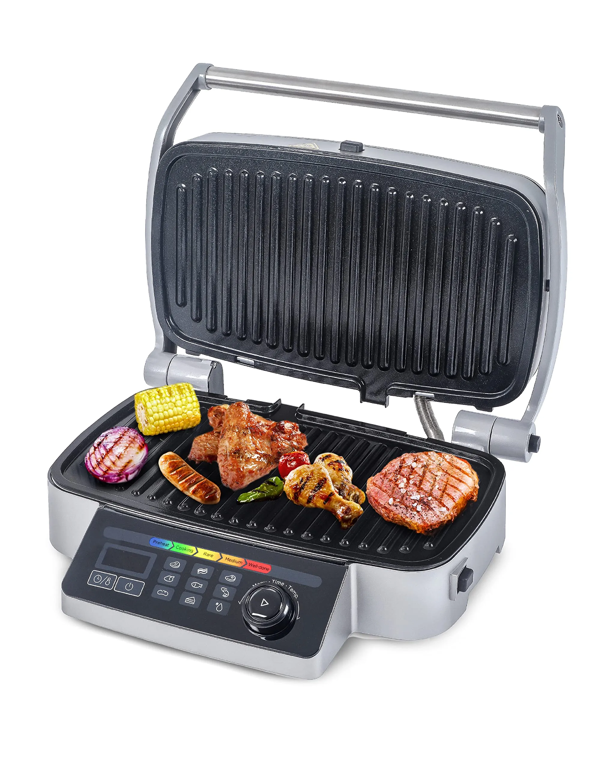 COMMERCIAL CHEF 9-In-1 Contact Grill, Large Cooking Surface, Accelerated Heating, Dishwasher Safe