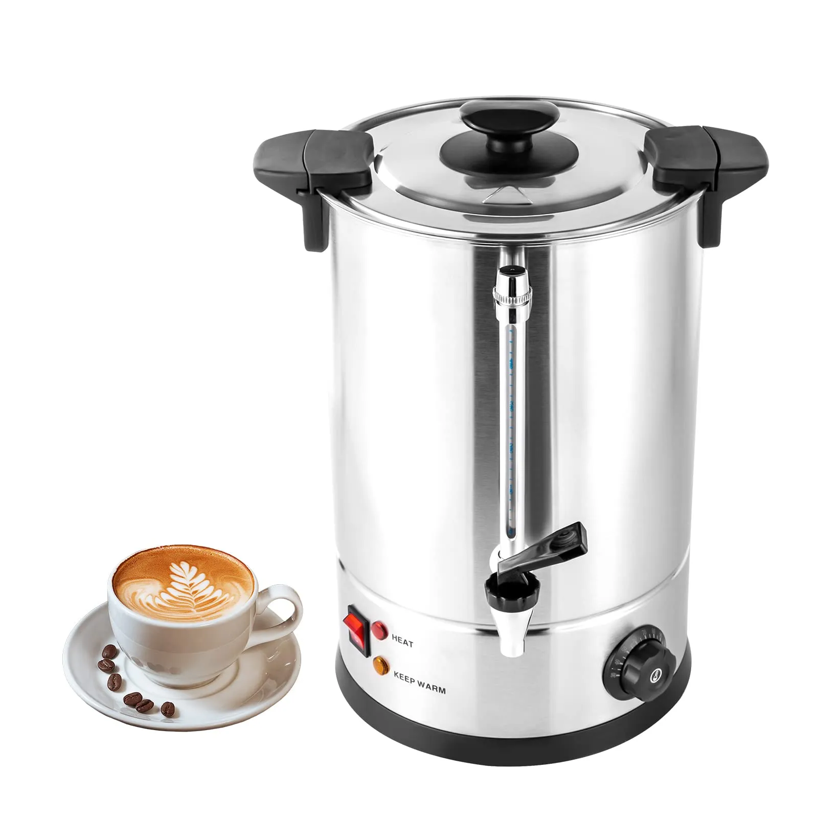 Commercial Coffee Urn 80 Cup Stainless Steel 12L Electric Maker with Adjustable Temperature