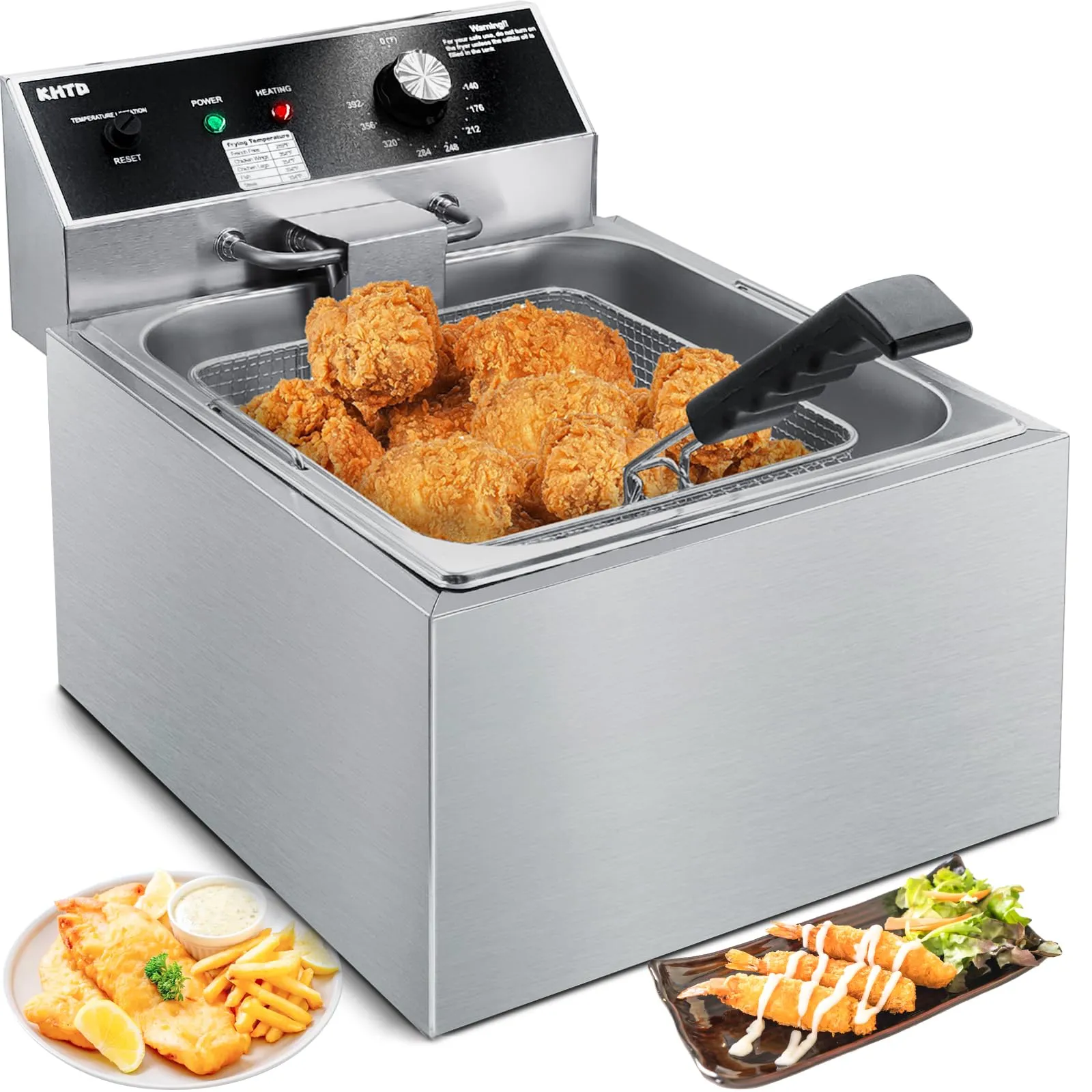 Commercial Deep Fryer 11.6QT/11L Electric Stainless Steel Countertop with Temperature Control