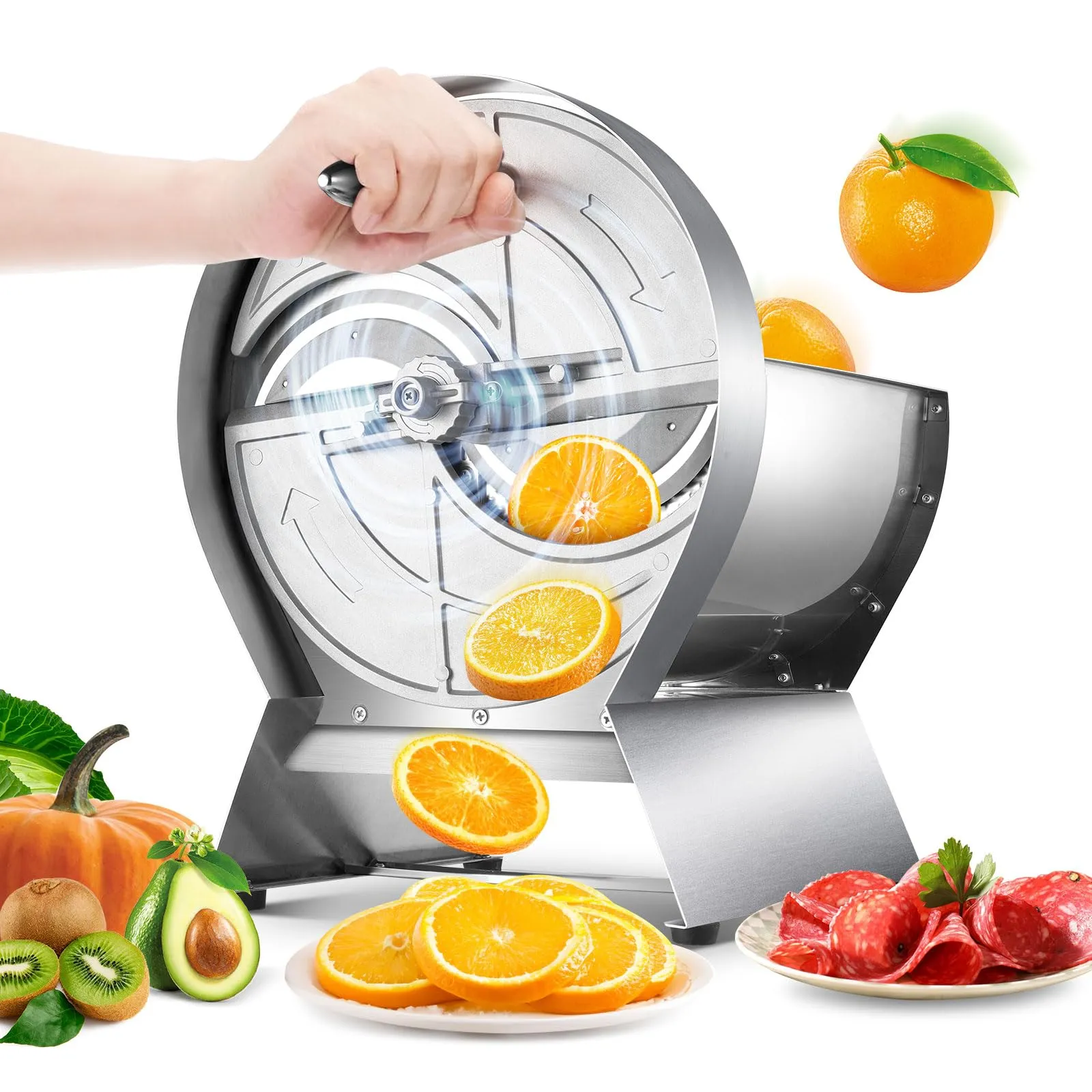 Commercial Food Slicer, Adjustable 0-15mm Thickness, Stainless Steel Vegetable & Fruit Cutter