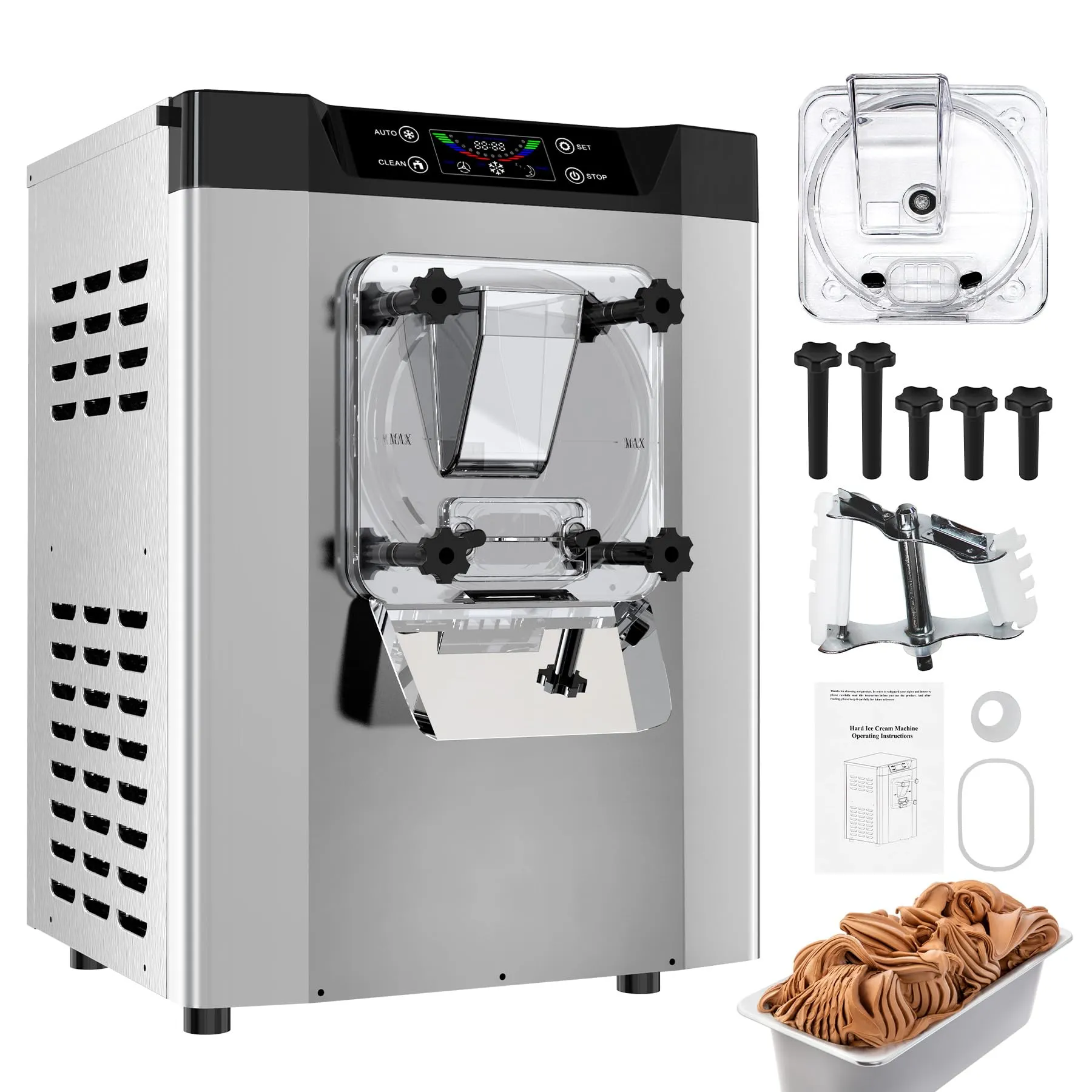 Commercial Ice Cream Machine 1400W, 4.3-5.3GAL/H, Countertop Hard Serve Maker for Restaurants