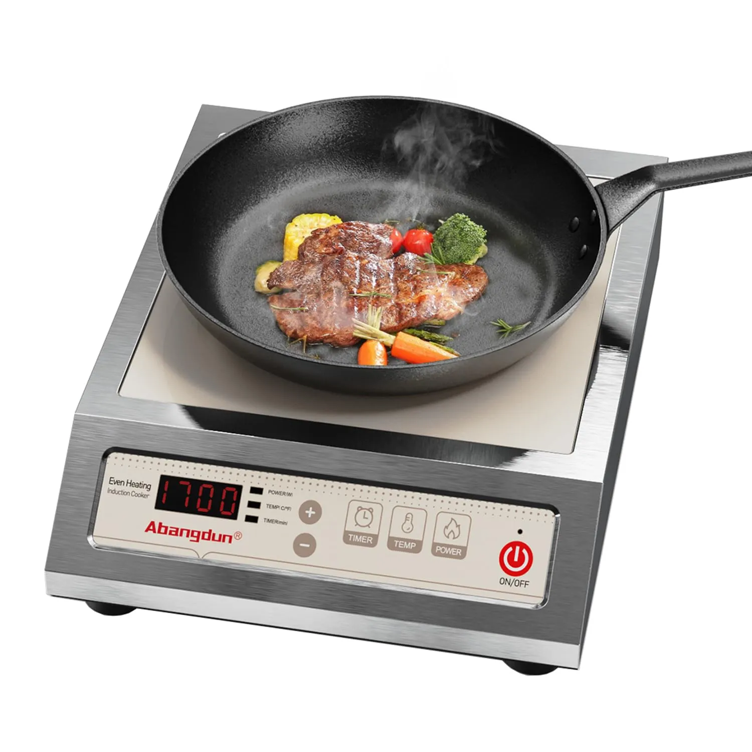 Commercial Induction Cooktop 9' Coil Electric Stove 1700W/120V Professional Countertop Burner