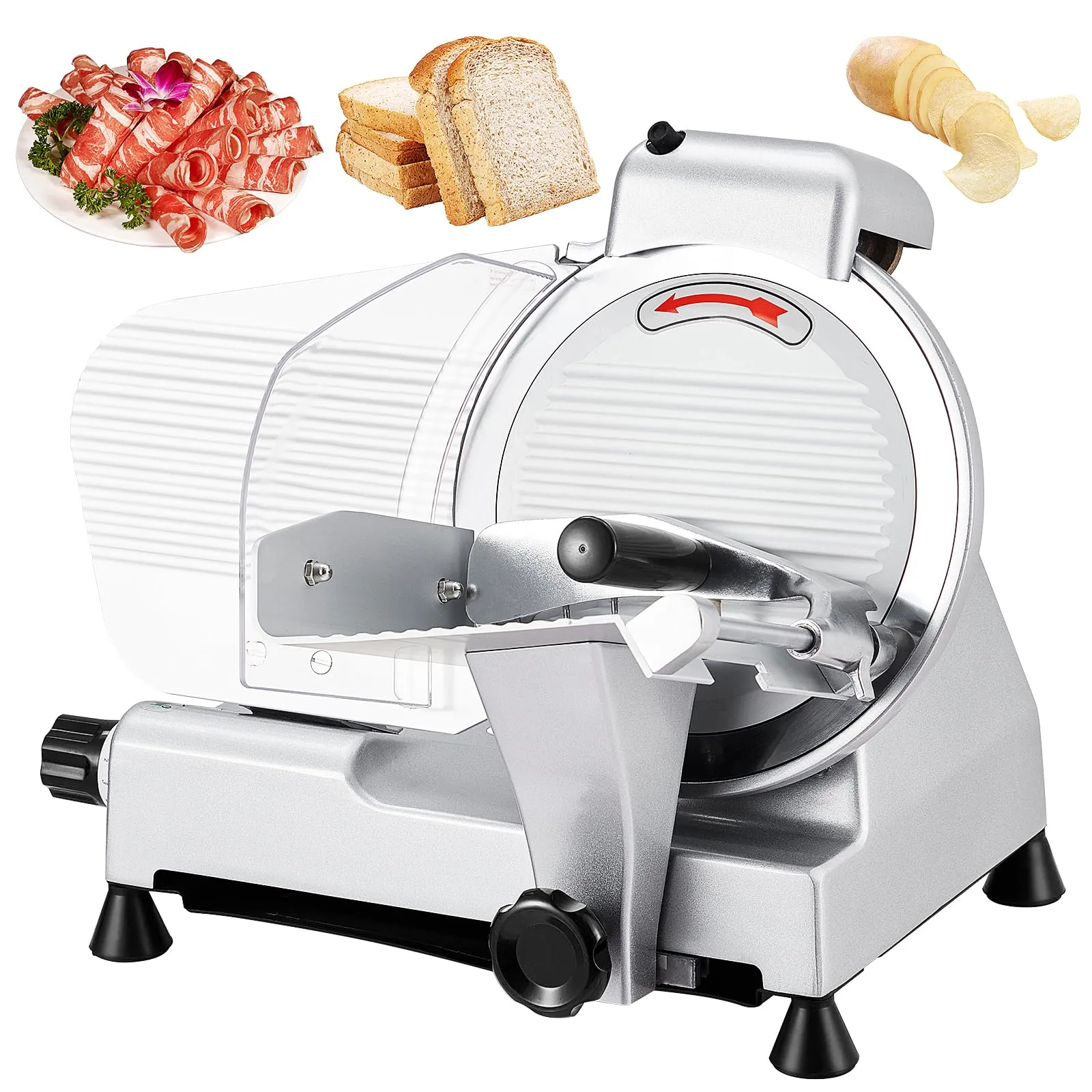 Commercial Meat Slicer 10 Inch Electric Food Slicer 240W with Chromium-plated Steel Blade