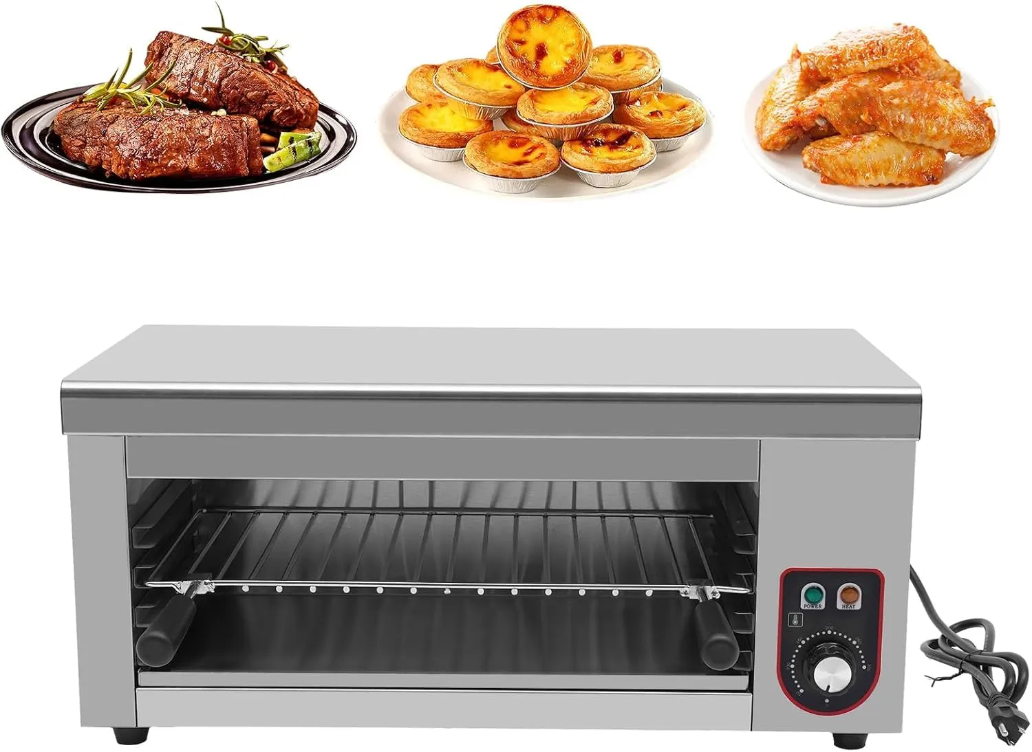 Commercial Salamander Broiler 1500W Electric Cheese Melter Toaster with Adjustable Height & 17.72' Grill