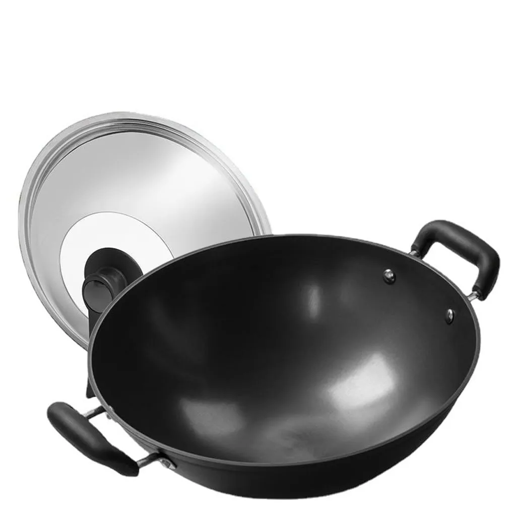 Cookware Stir Fry Pans Uncoated Chinese Wok – Healthy, Durable, Quick Heat Conduction, 12-Inch