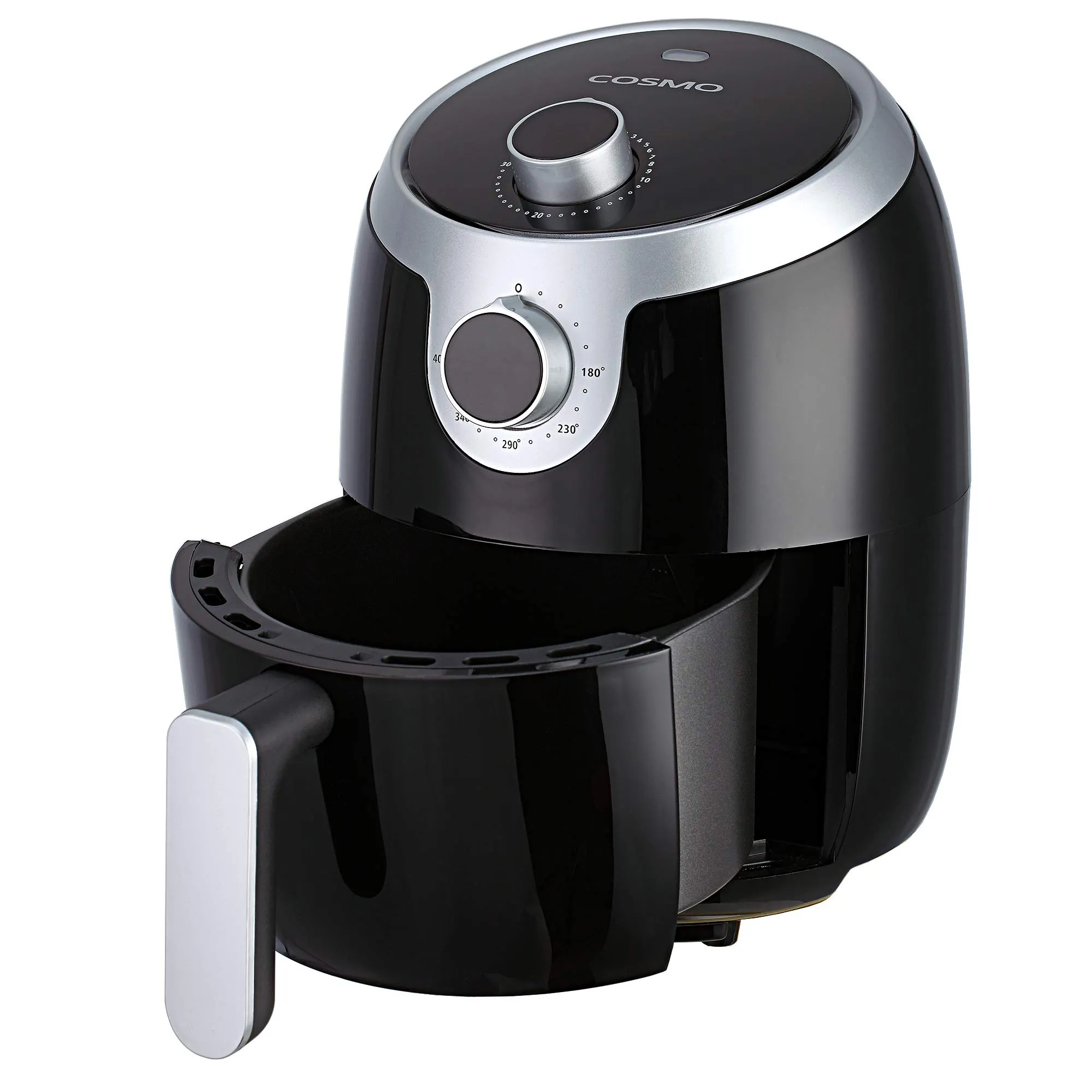 COSMO COS-23AFAKB 2.3 Quart Electric Air Fryer, Stainless Steel/Black, Temperature Control & Timer