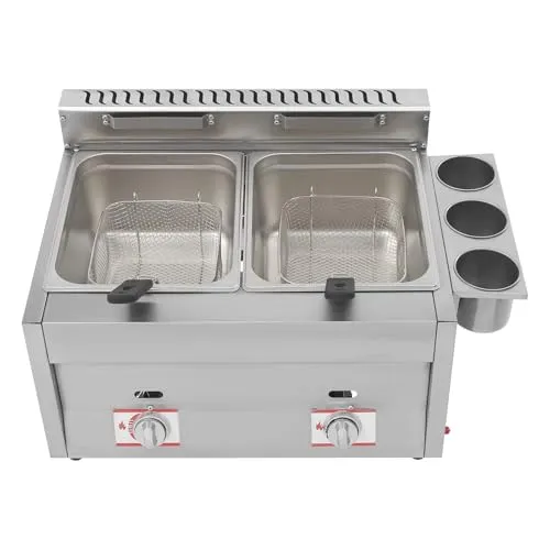 Countertop Commercial Dual Tank Kitchen Fat Fryer, 6LX2 Basket, Stainless Steel, Large Capacity