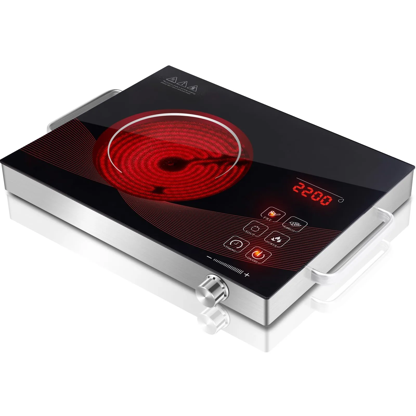 Countertop Infrared Hot Plate Electric Cooktop 2200W Single Burner with Adjustable Temperature Control