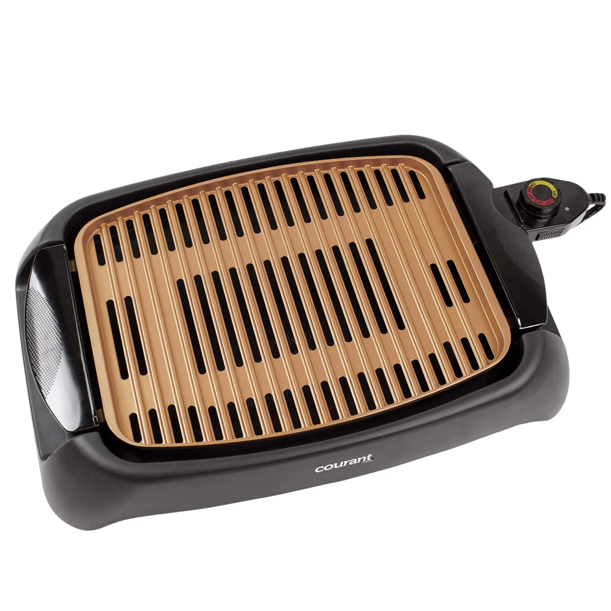 Courant Indoor Smokeless Grill 10'x13' Non-Stick Copper Coating & Adjustable Temp Control