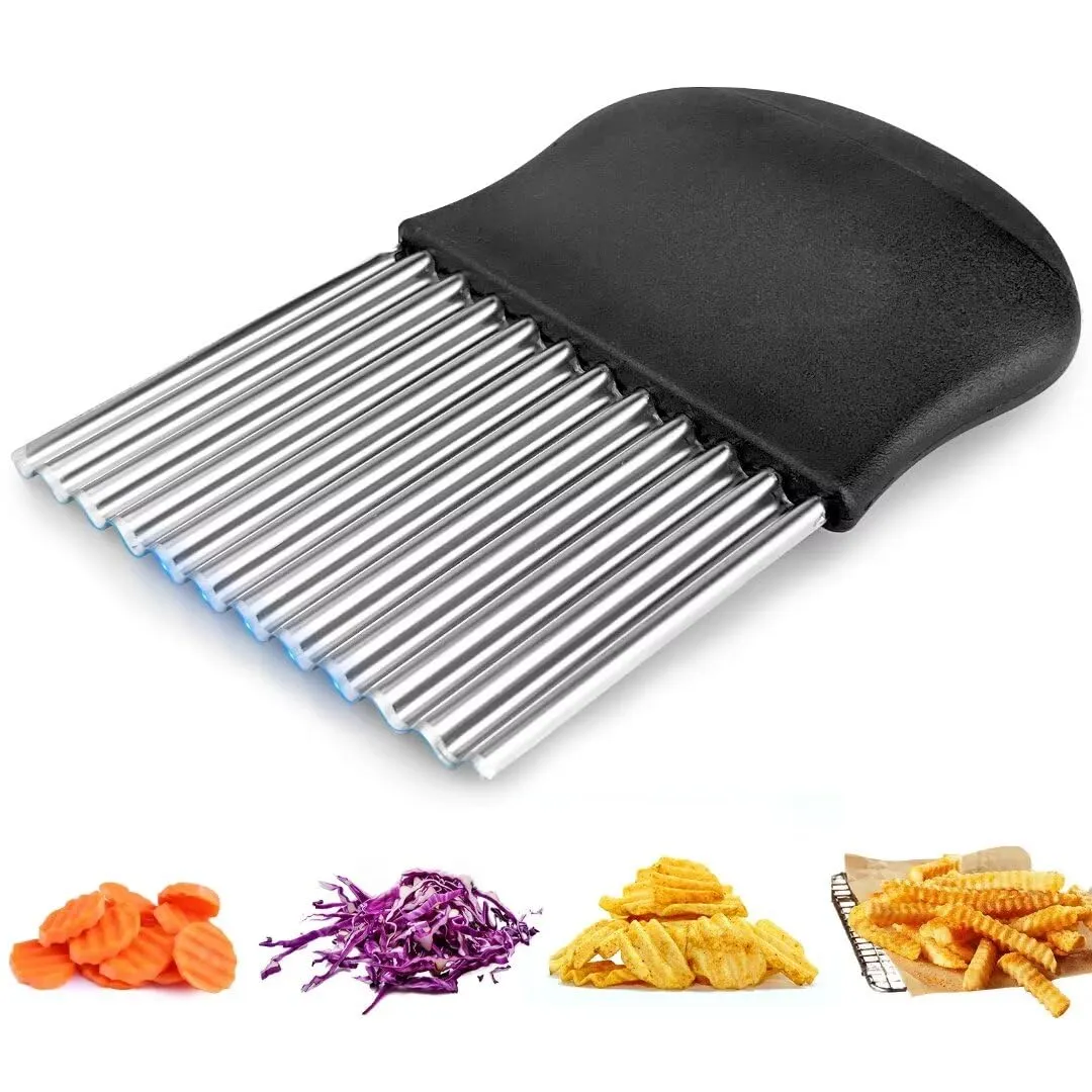 Crinkle Cutter for Vegetables, Wavy Potato Slicer, Ergonomic Stainless Steel Kitchen Tool