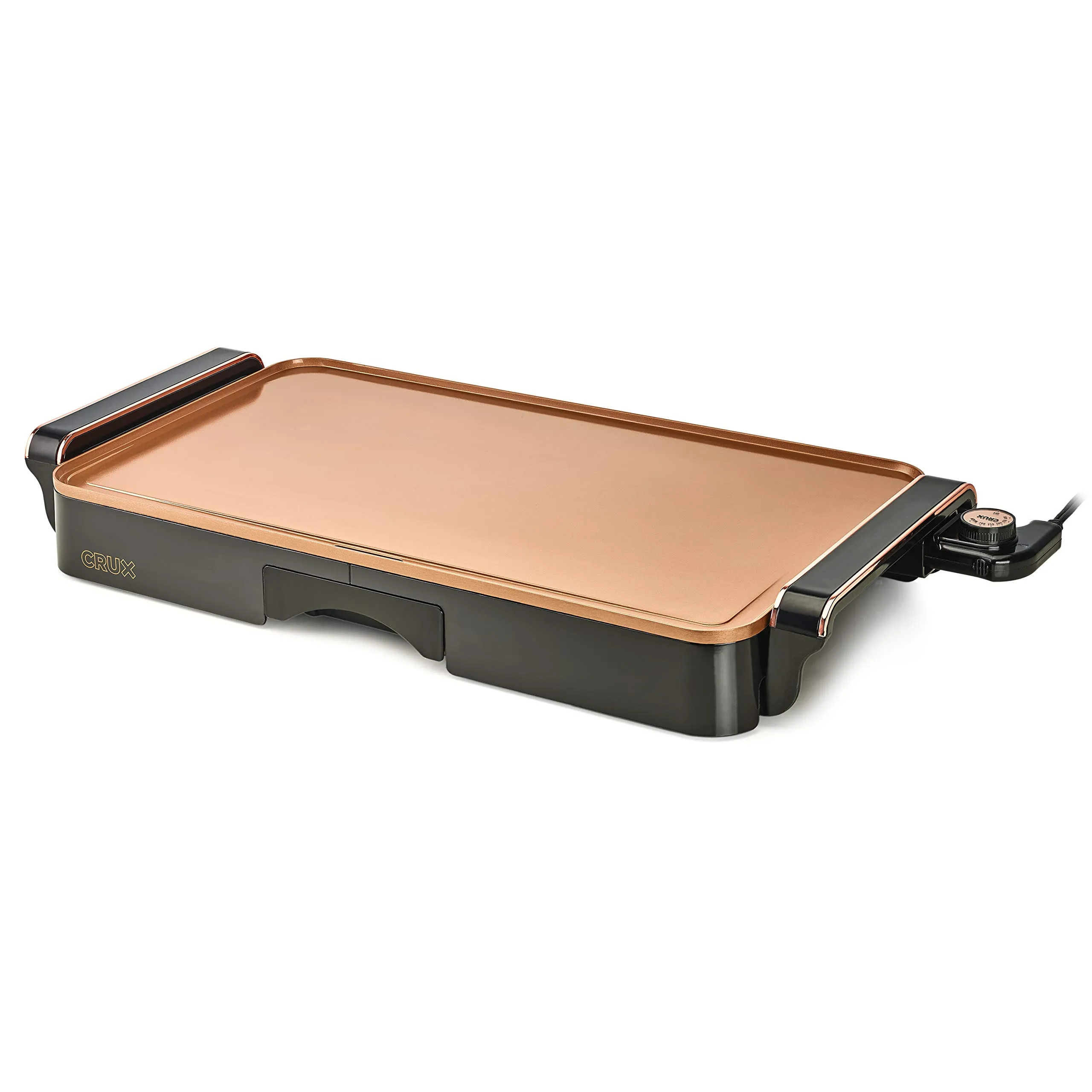 CRUX Electric Griddle 22' Nonstick Ceramic Coating, Cool-Touch Handles, Slide-Out Drip Tray