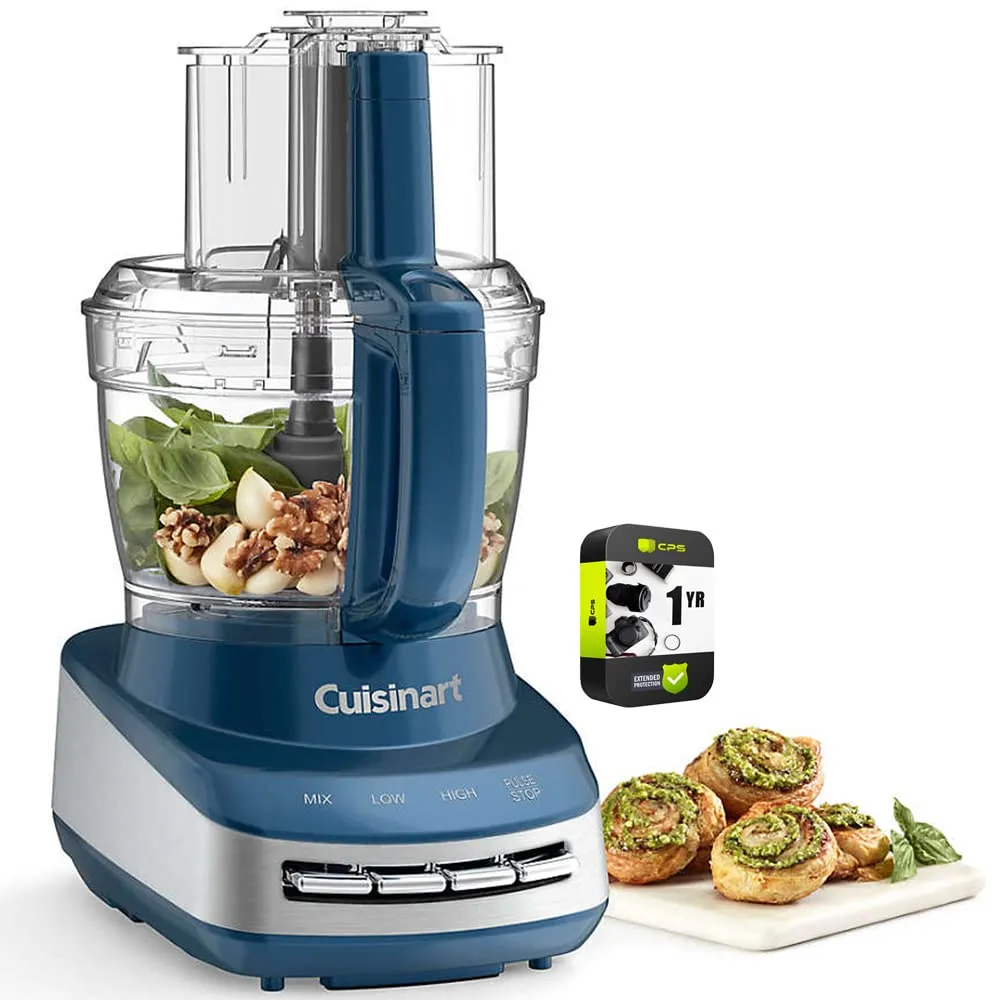 Cuisinart 13-Cup Food Processor Marine Blue Bundle with Extended Protection Plan