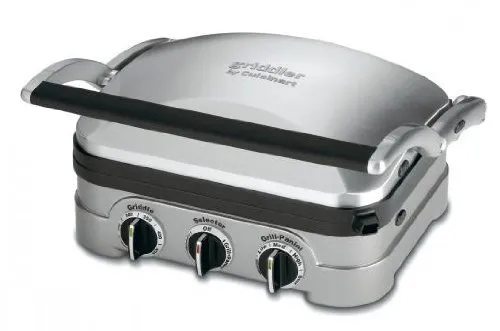 Cuisinart 5-in-1 Griddler with Panini Press, Stainless Steel, Dishwasher-Safe Plates, Adjustable Temp