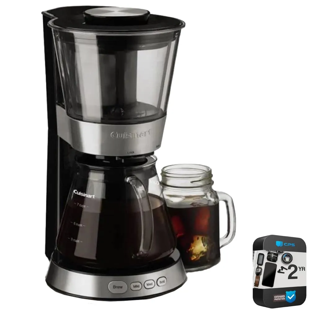 Cuisinart Automatic Cold Brew Coffeemaker 7-Cup Glass Carafe DCB-10 with 2-Year Protection Pack