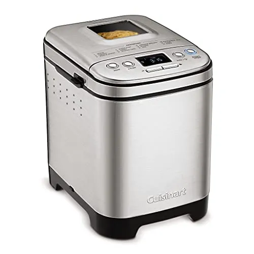 Cuisinart Bread Maker Machine, Compact Automatic Design, 12 Settings, 2lb Loaves, Silver/Black