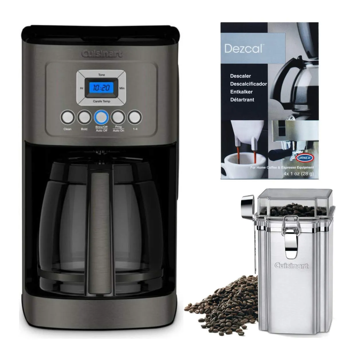 Cuisinart DCC-3200BKS 14 Cup Programmable Coffee Maker (Black, Stainless Steel) Bundle with Canister