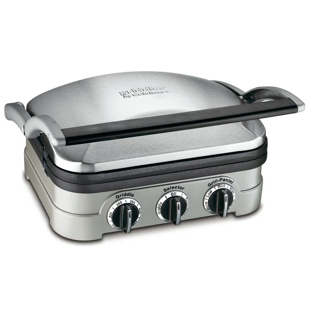 Cuisinart Electric Griddler 4-in-1 Non-Stick Grill, Griddle, Panini Press, Brushed Stainless Steel