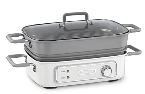 Cuisinart GR-MC3CB STACK5 Multifunctional Grill with Glass Lid, 5-Quart Non-Stick Pan