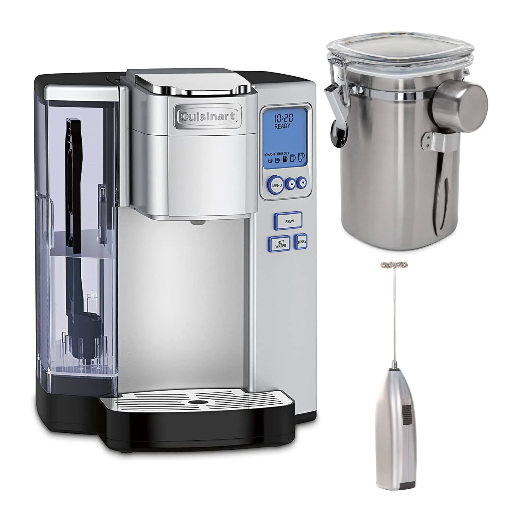 Cuisinart SS-10P1 Premium Single Serve Coffeemaker Bundle with Coffee Canister & Milk Frother