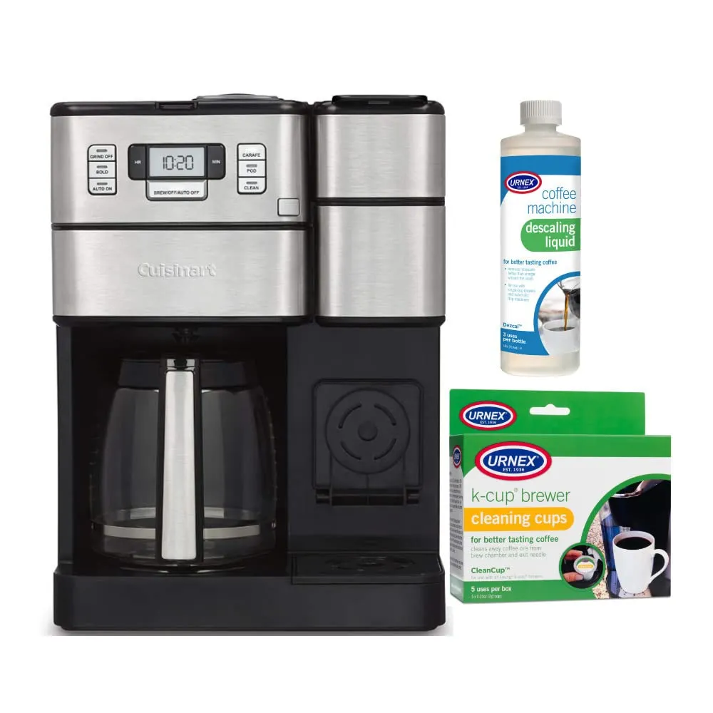 Cuisinart SS-GB1 Coffee Center Grind and Brew & K-Cup Cleaning Bundle, 12-Cup Silver Machine