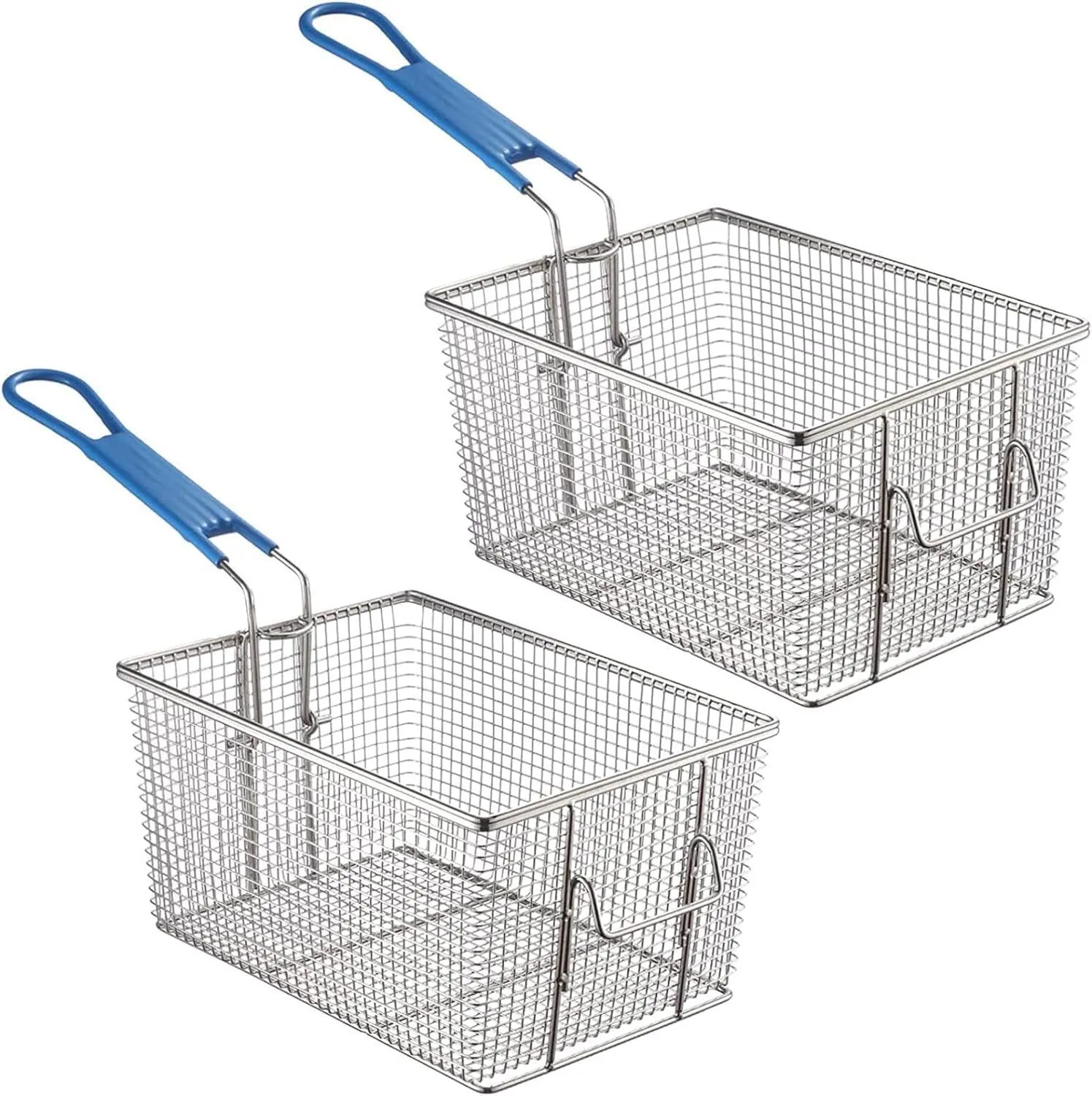 Deep Fryer Basket Set - Heavy Duty Nickel Plated Iron Construction, 11'x7.9'x5.7', 2Pcs