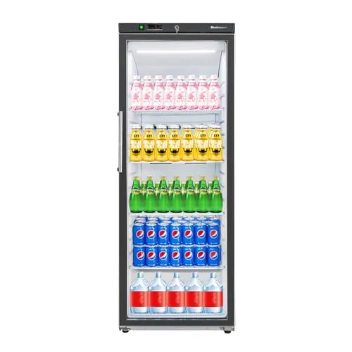 Display Refrigerator 18.6Cu.ft, Energy-Efficient Cooling, Black, Perfect for Commercial & Home Use