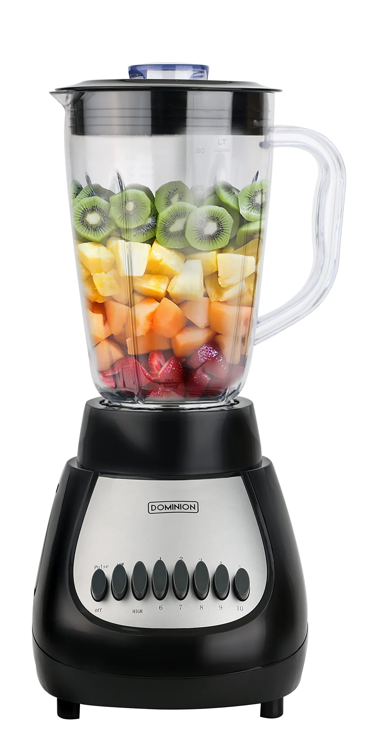 Dominion D4001BP Black Countertop Blender with 48oz Jar, 10-Speed Settings & Pulse Function