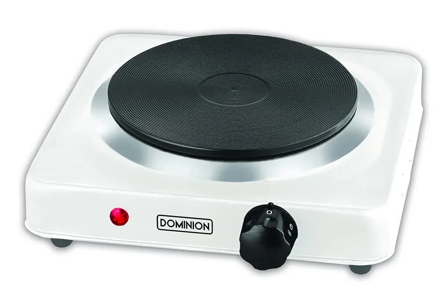 Dominion Electric Hot Burner, 1000 Watts, Adjustable Temperature Control, Easy to Clean, White