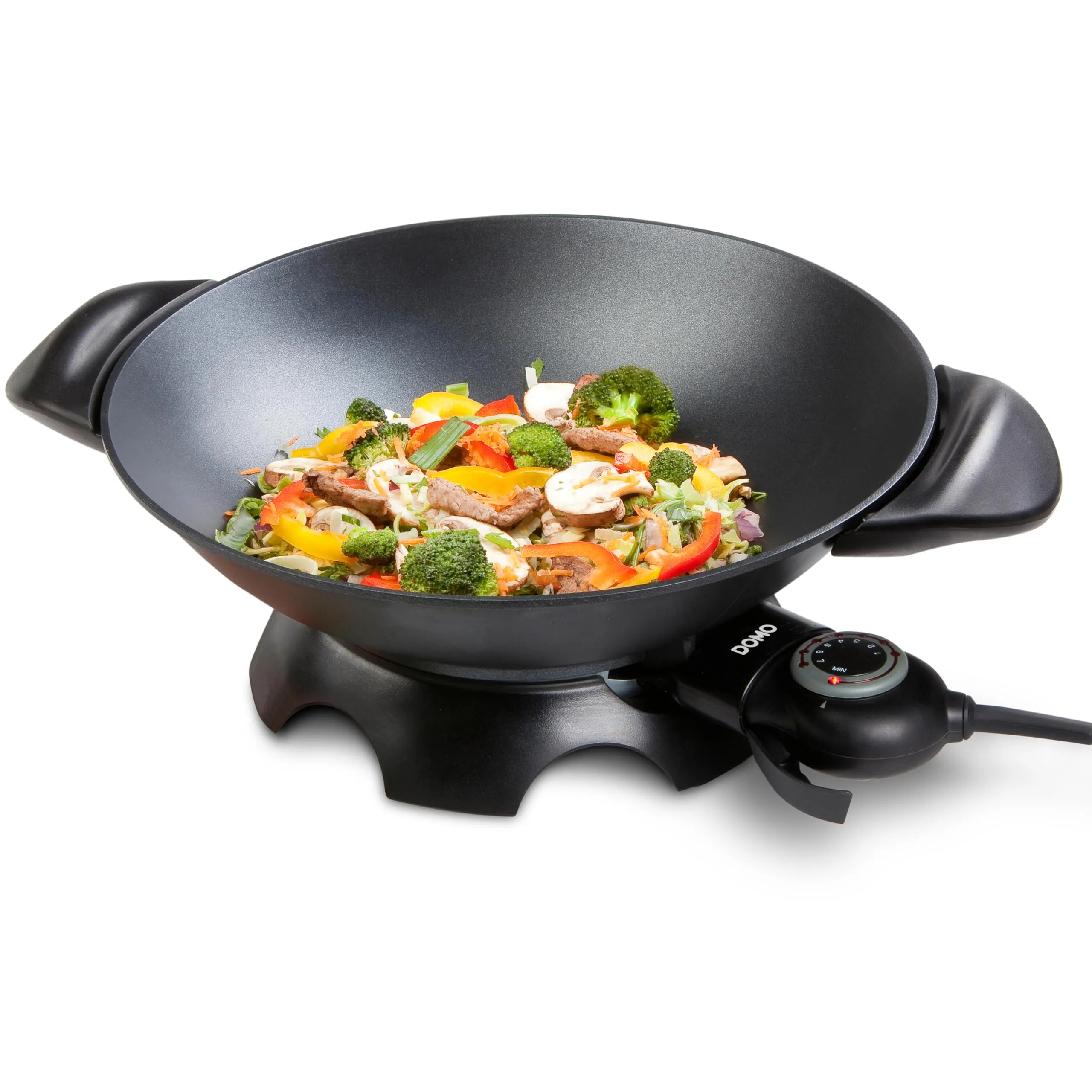 Domo Electric Wok 35.5cm, 5L Capacity, Non-Stick Coating, Ergonomic Handles, Dishwasher Safe