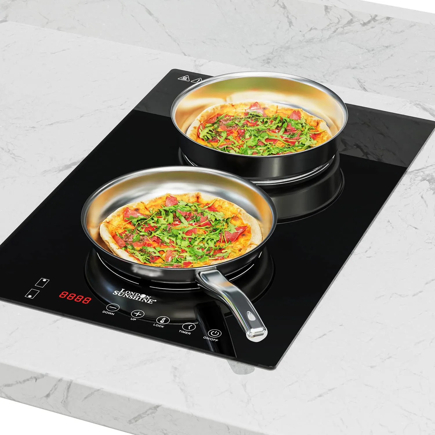 Double Induction Cooktop 120V with Dual Burners, ETL Certified Electric Countertop, 1800W