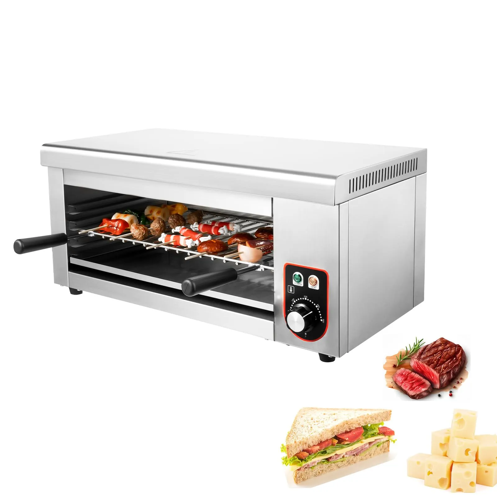 Electric Cheesemelter 1500W Countertop Stainless Steel Grill, Melting Cheese & Toasting Sandwiches