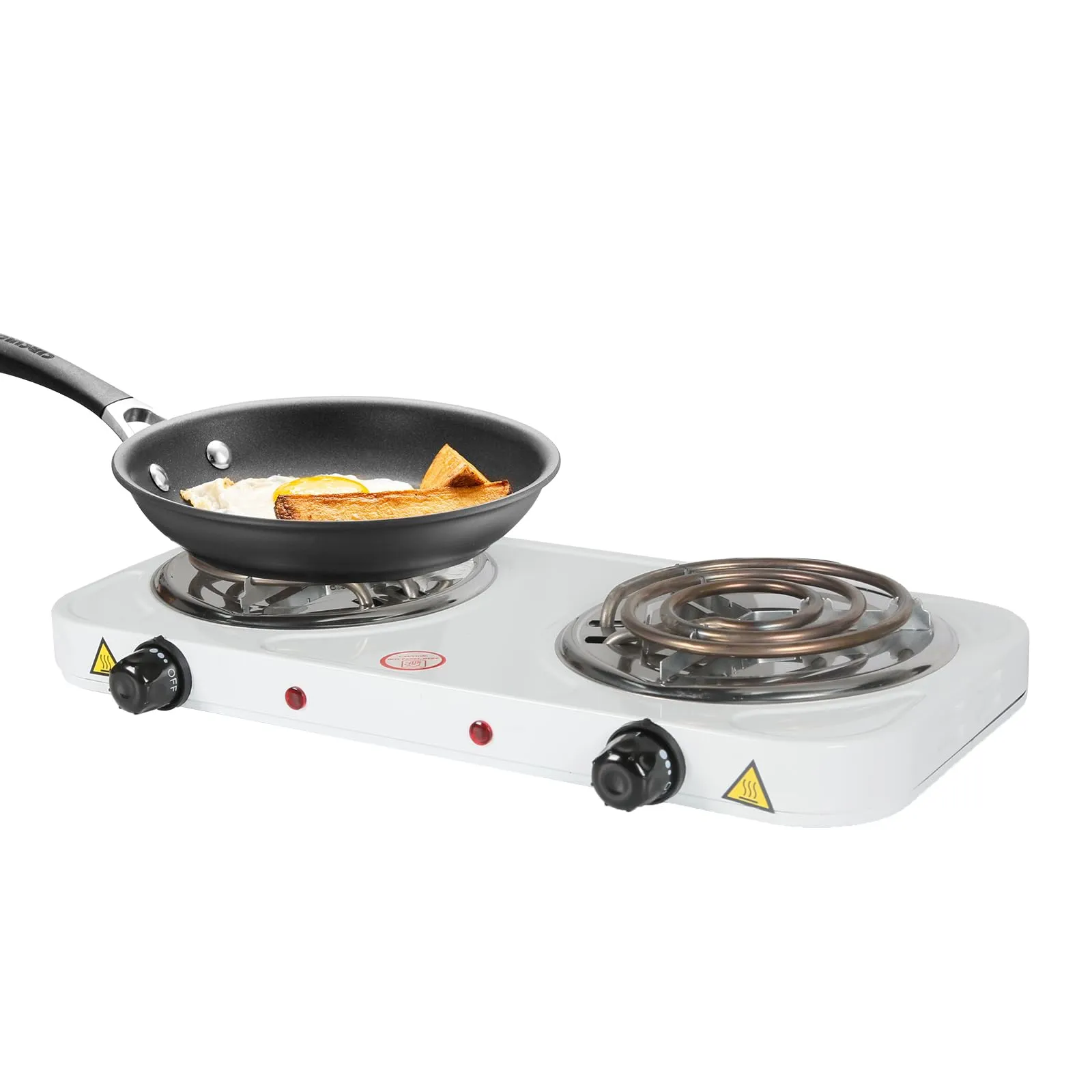 Electric Countertop Double Burner, 2000W Stainless Steel Cooktop with 5 Temperature Settings