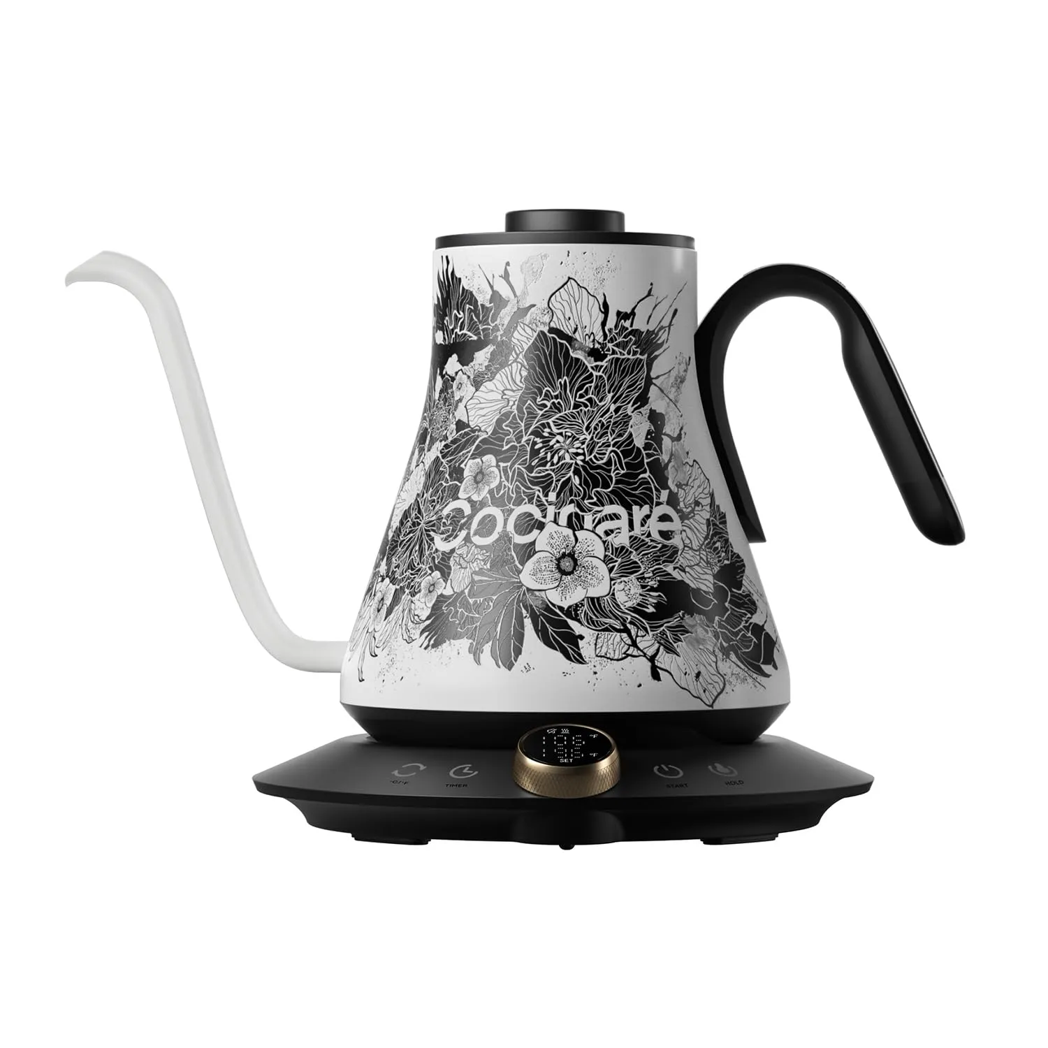 Electric Gooseneck Kettle, Temperature Control, 30oz/0.9L, 1200W Quick Boil (Blossom)