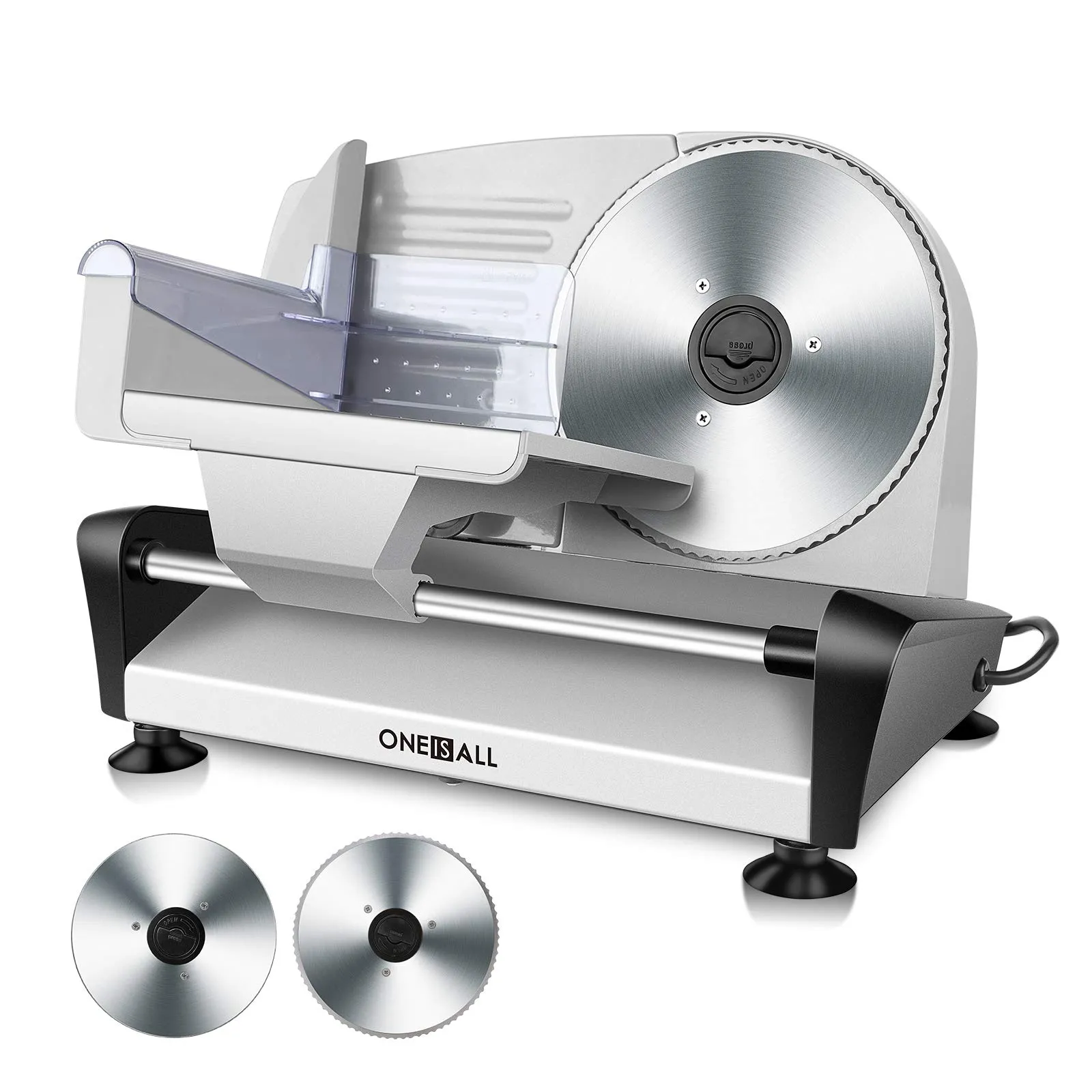 Electric Meat Slicer with 7.5' Stainless Steel Blades, Adjustable Thickness & Dishwasher Safe Features