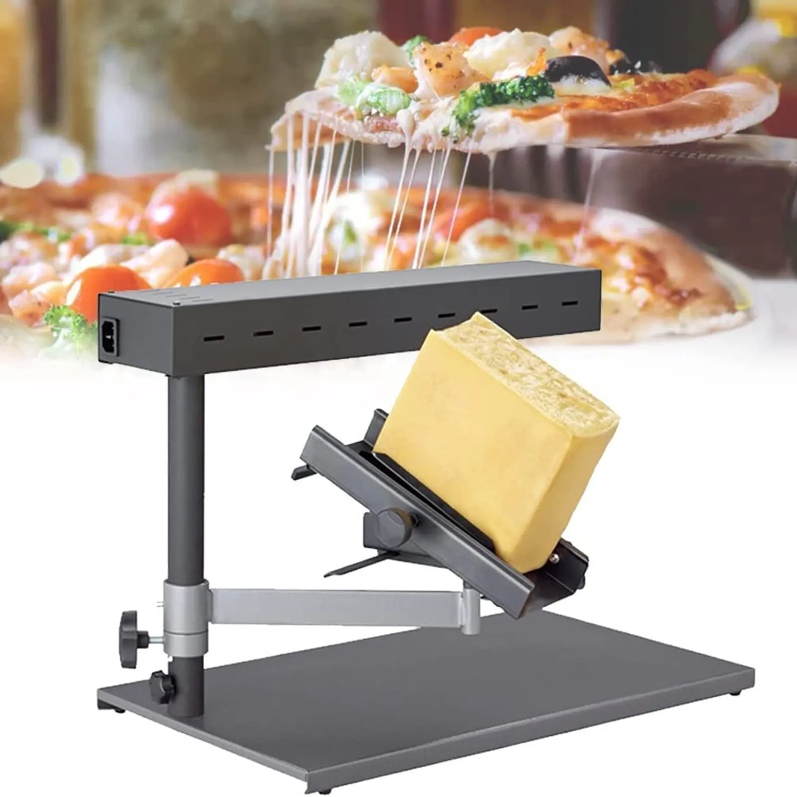 Electric Raclette Cheese Grill Melter - Stainless Steel Adjustable Angle Cheese Warmer