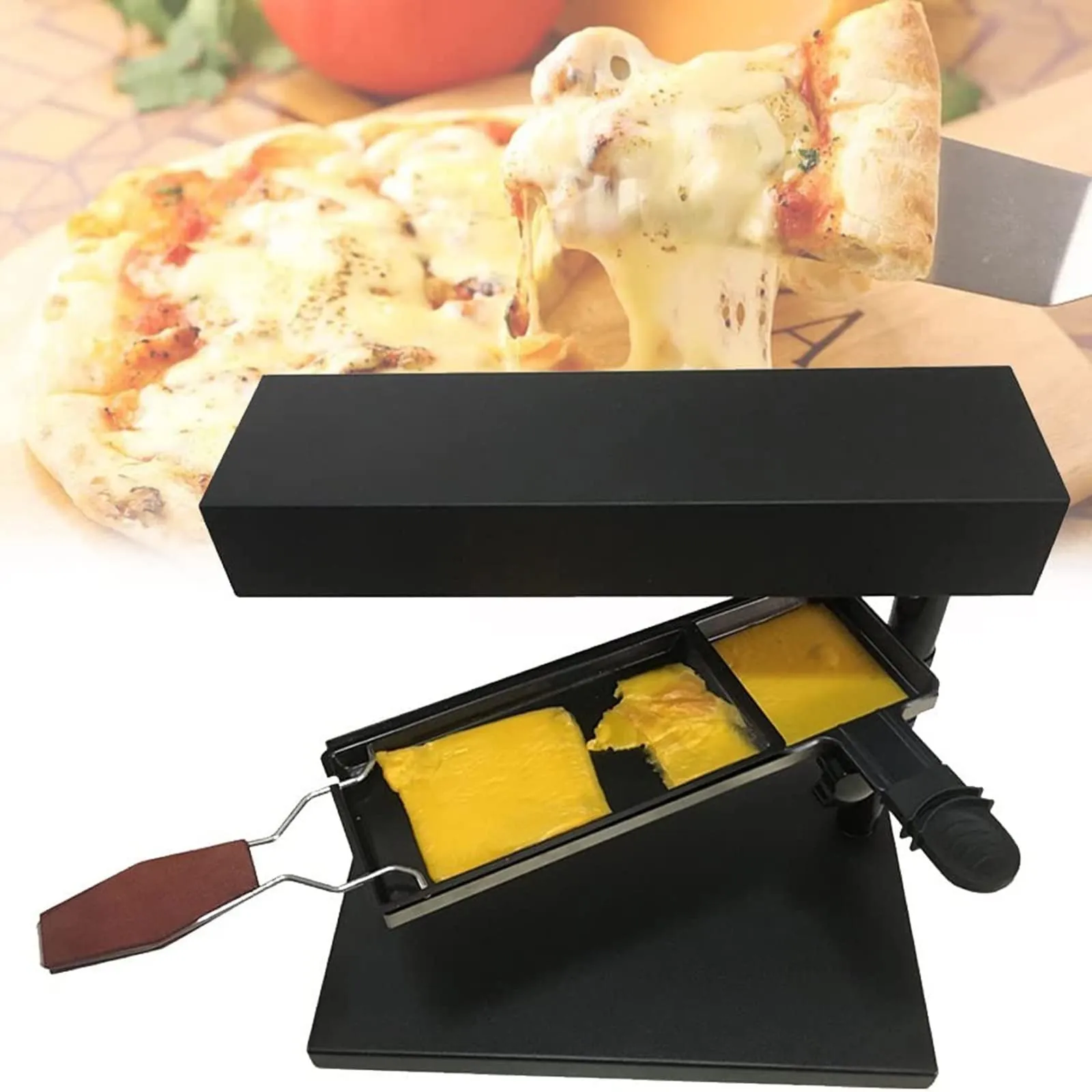 Electric Raclette Grill Machine, 600W Cheese Melter with Thermostat, Easy to Use, Black