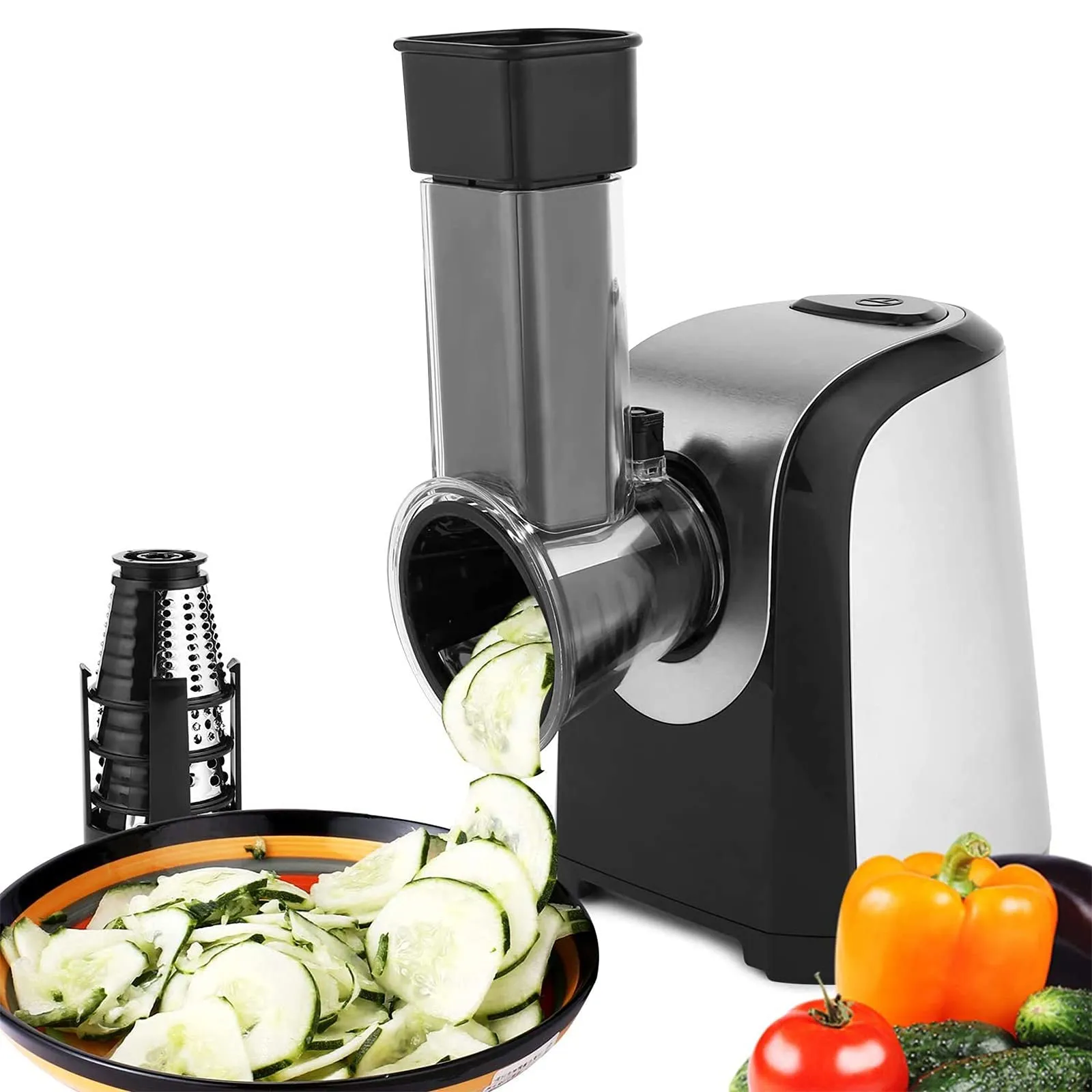 Electric Slicer Shredder Salad Shooter - 150W One-Touch Control Cheese Grater & Vegetable Cutter