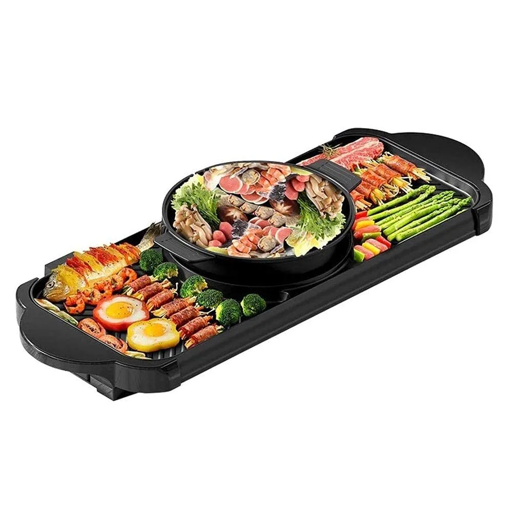 Electric Thai Barbecue & Hot Pot, 2-in-1 Grill with Intelligent Temperature Control, 2200W