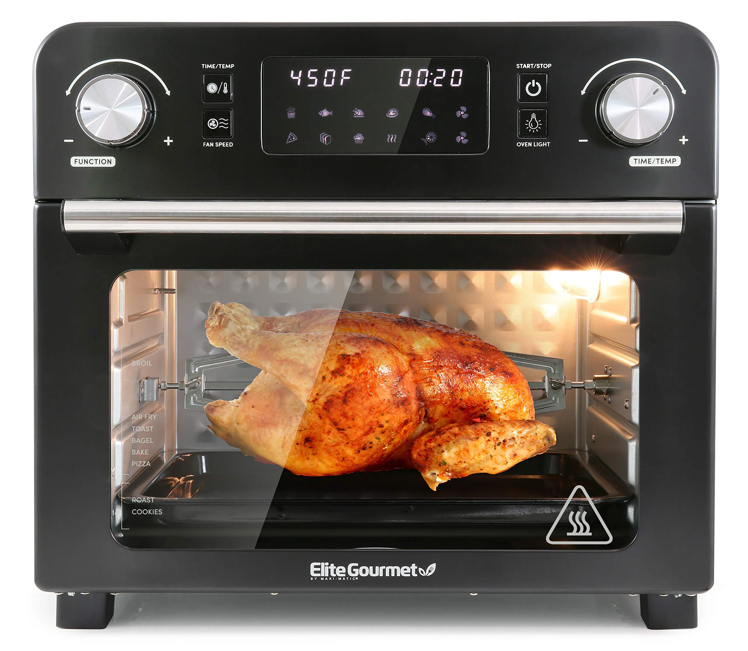 Elite Gourmet EAF9310 Digital Programmable Fryer Oven, 24.5Qt, 1700W, Oil-Less Air Fryer, Black