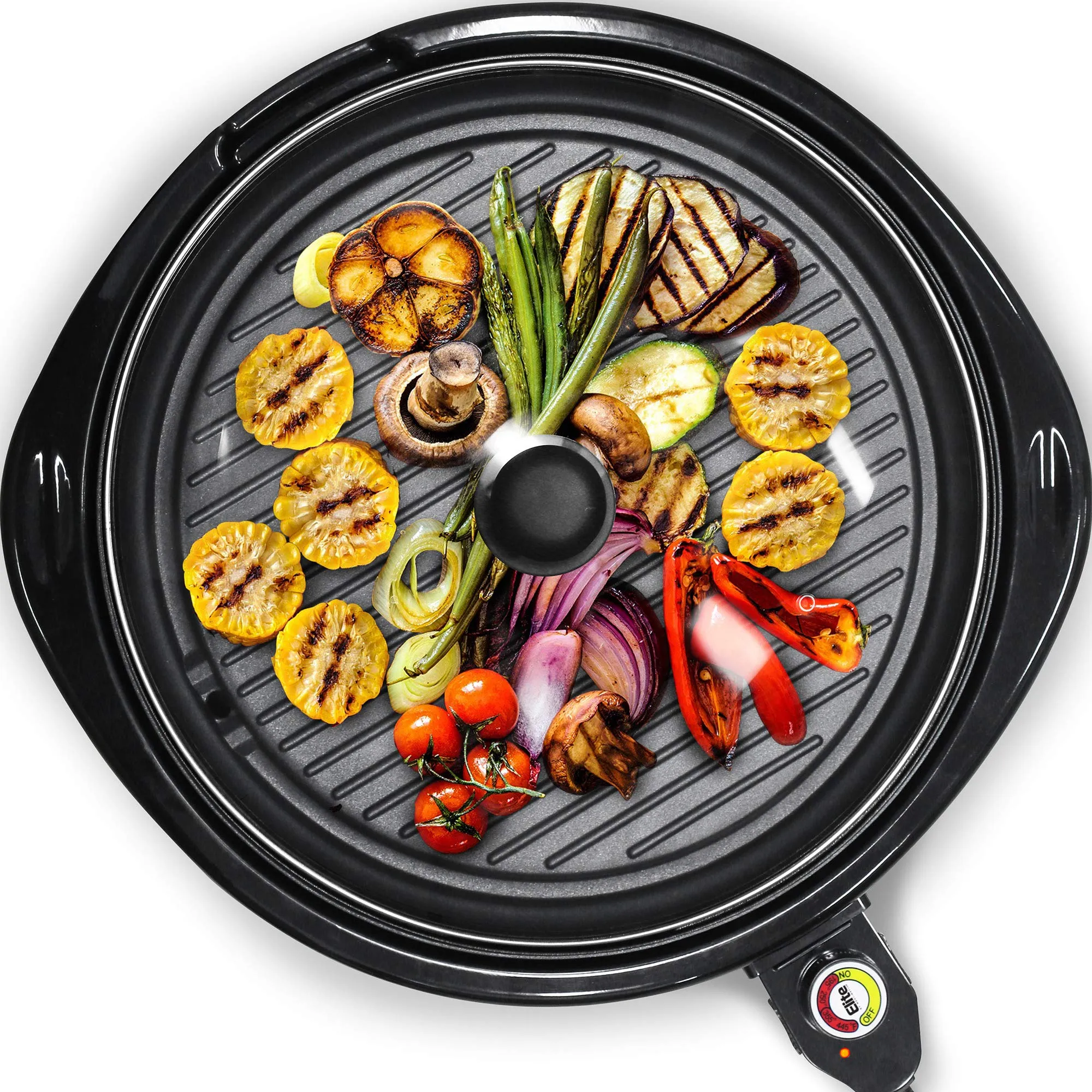 Elite Gourmet EMG-980B Smokeless Electric Grill, 6-Serving, Nonstick, 14' Indoor BBQ, Black