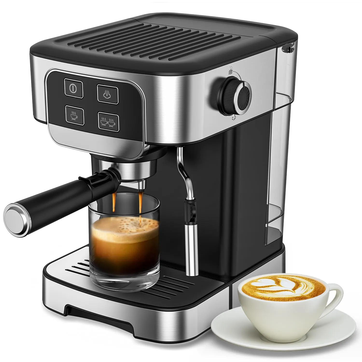 Espresso Machine 20 Bar with Milk Frother, Compact Semi-Automatic for Cappuccino & Latte