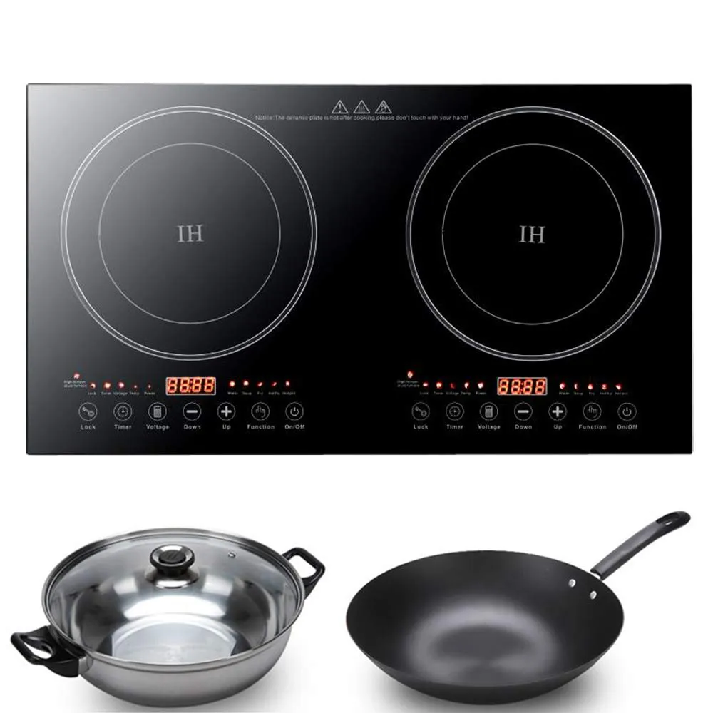 Ethedeal Double Induction Cooktop - Portable 110V Digital Electric Burner, 2400W, Black