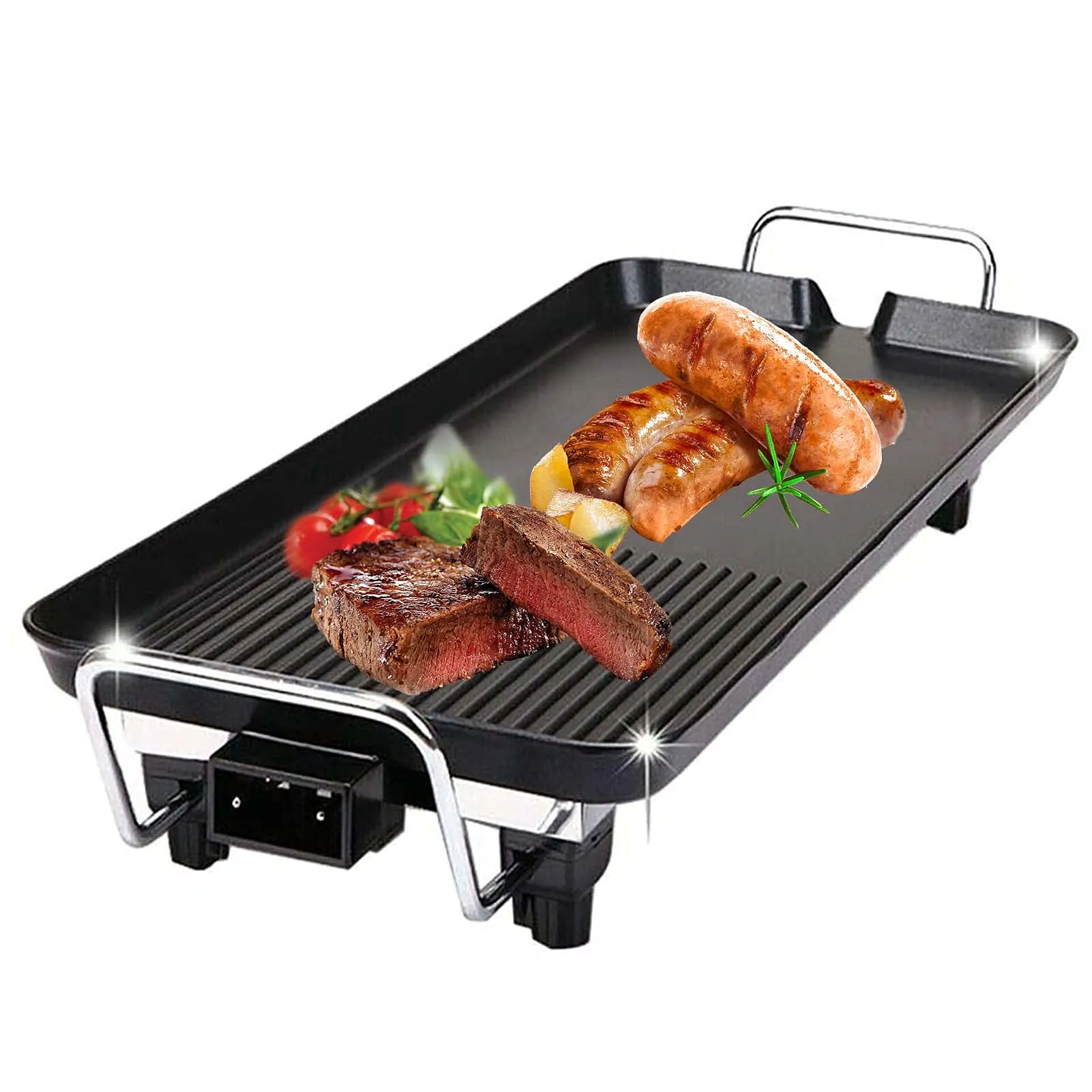 Extra Large Electric Griddle Plate, Portable Smokeless BBQ Grill with Adjustable Temperature