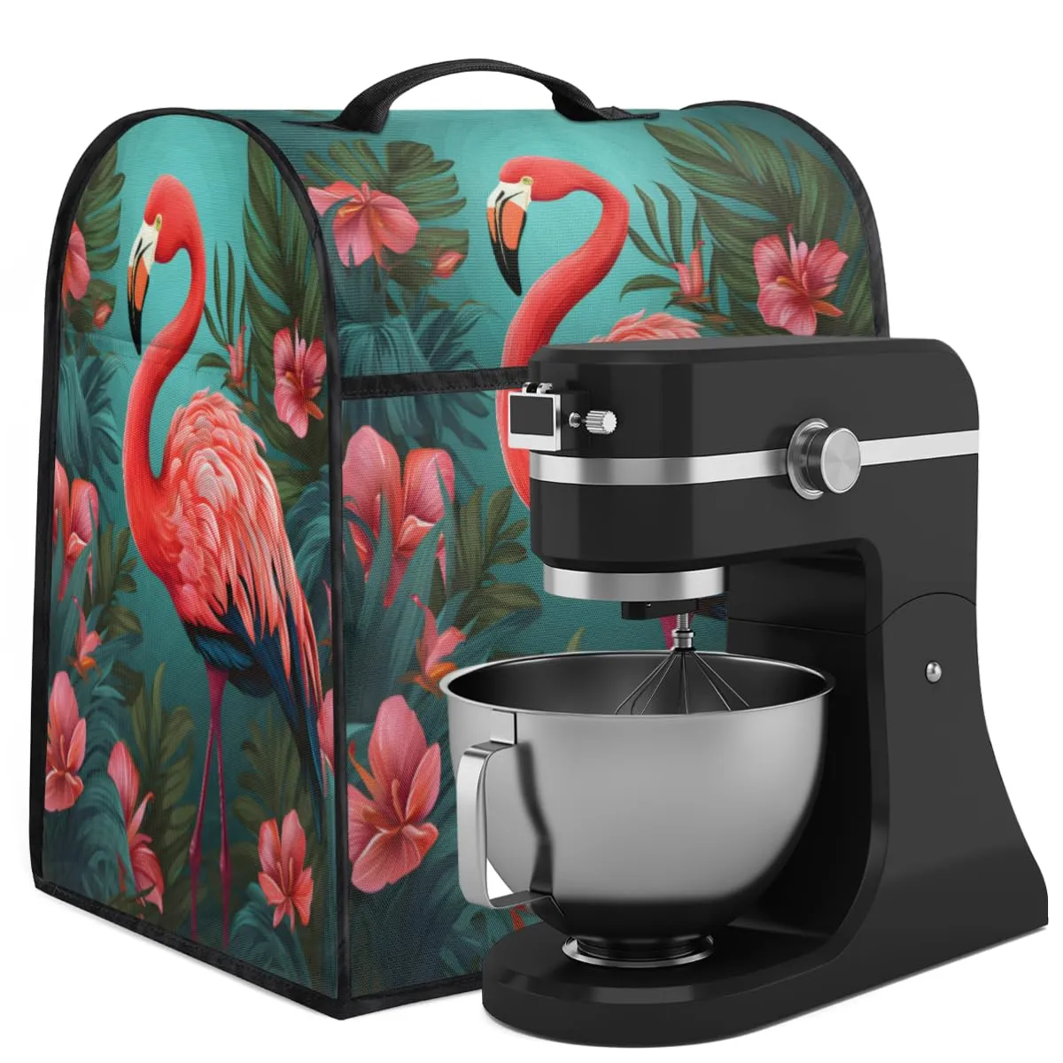 Flamingo Tropical Bird Coffee Maker Cover 14.6x11.2x17 Dust Resistant with Multiple Pockets