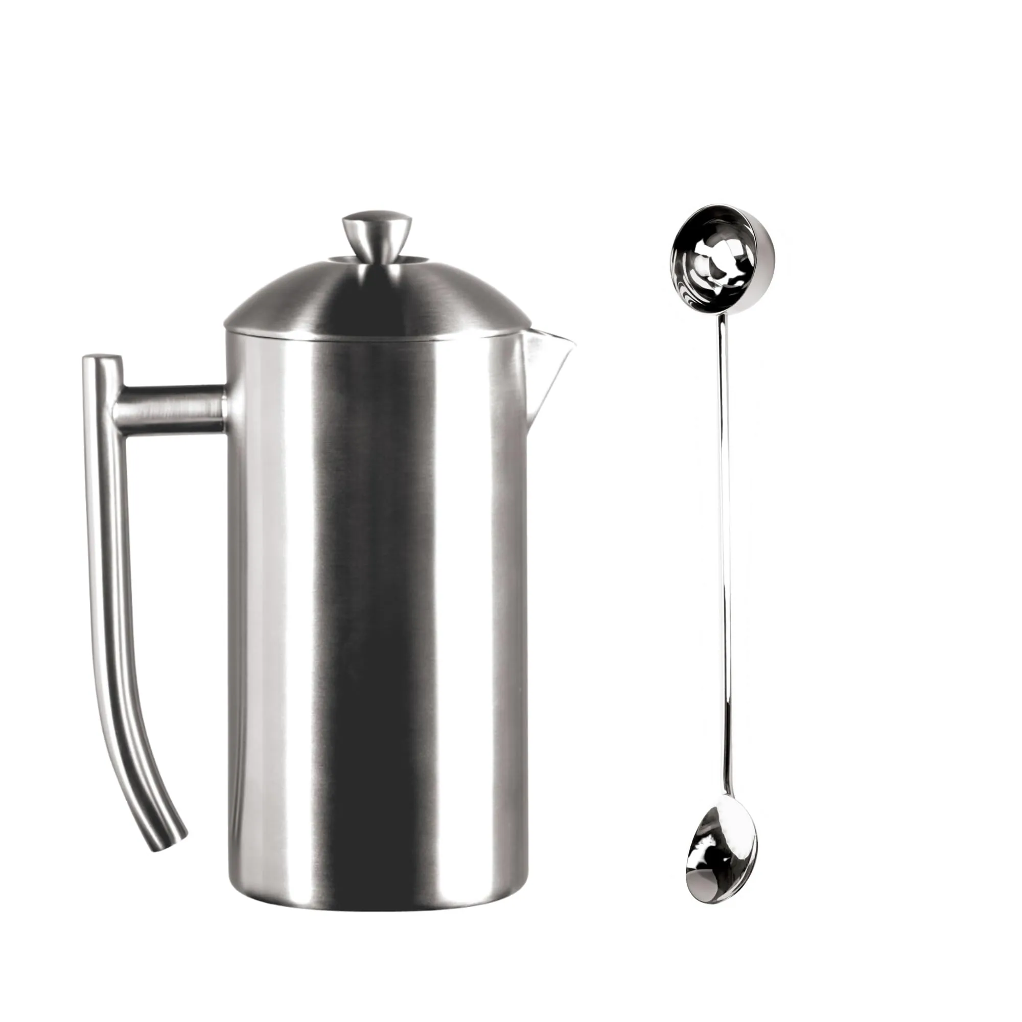 Frieling Double-Walled Stainless Steel French Press Coffee Maker with Scoop, 44 Ounces, Brushed