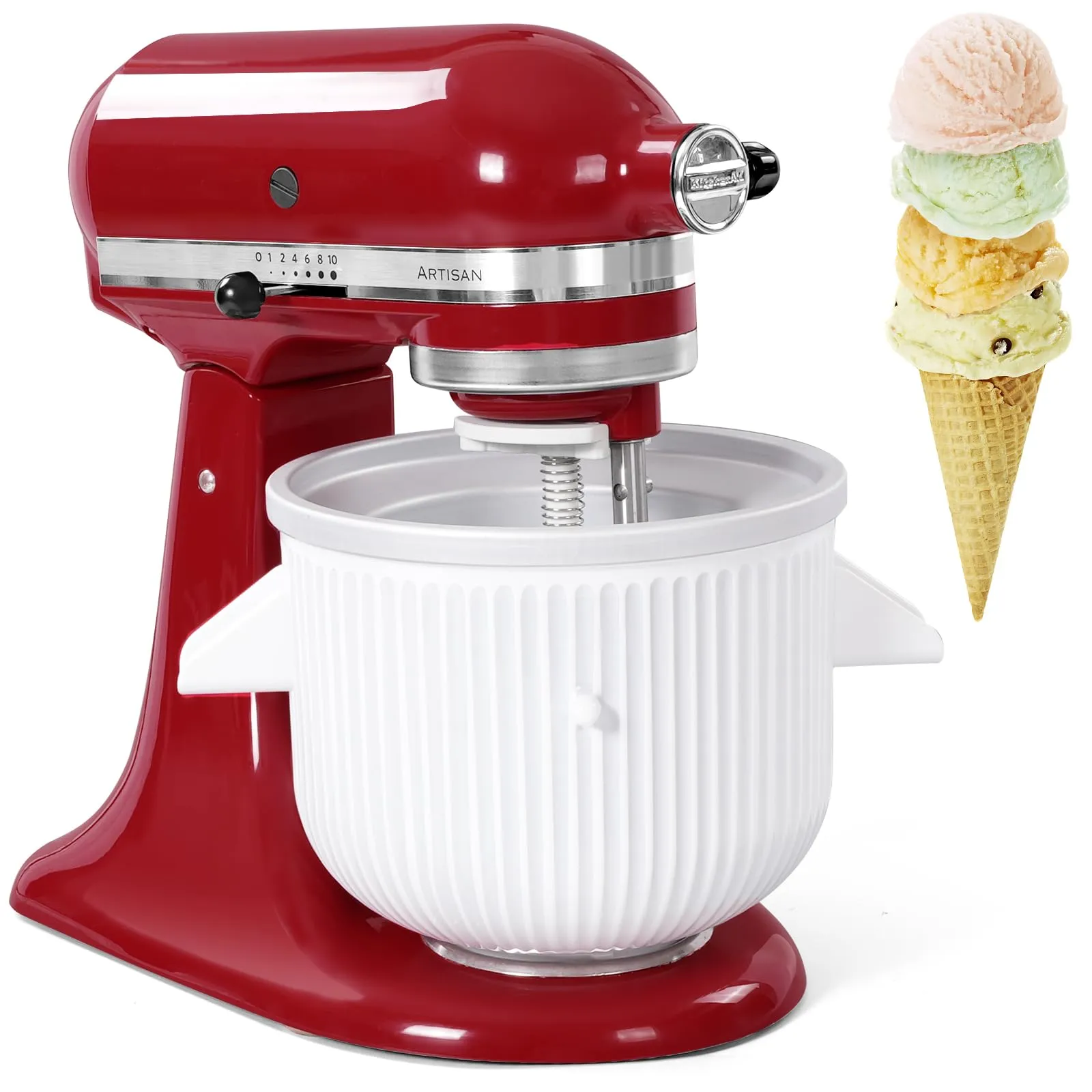 Gdrtwwh Ice Cream Attachment for Kitchenaid Stand Mixer, 4.5-7Qt, Durable & Dishwasher Safe