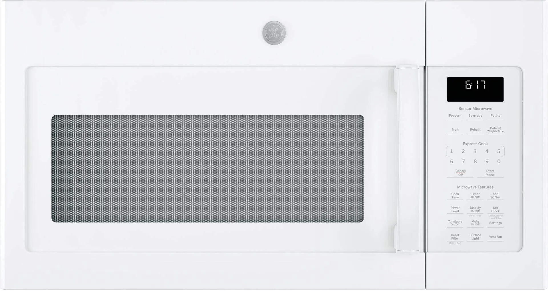 GE 1.7 Cu. Ft. White Over-The-Range Microwave Oven with Convenience Cooking Controls